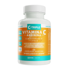 C-Triple + Arginina - Vit C 500mg + Zinco 5mg + Vit D 200UI + Arginina 500mg 30 comprimidos
