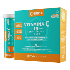 Vitamina C 1g+Vit D+Zinco Efervescente 30 unidades- C-Triple