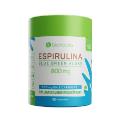 Espirulina Blue Green Algae 400mg com 60 Unidades - Bioroots