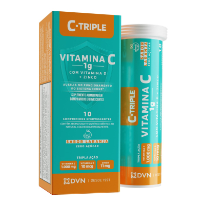 Vitamina C 1g+Vit D+Zinco Efervescente 10 unidades- C-Triple