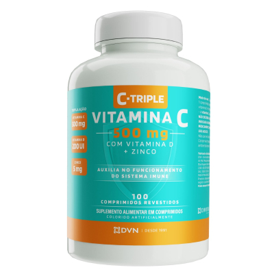 Vitamina C 500mg + Vit D200UI + Zinco 100 comprimidos C-Triple